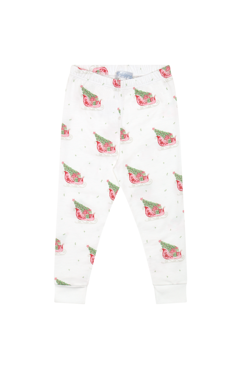 Nellapima Pima Cotton Christmas Merry Sleighs Pajama - Toddler & Little Kid, Alternate, color, Red