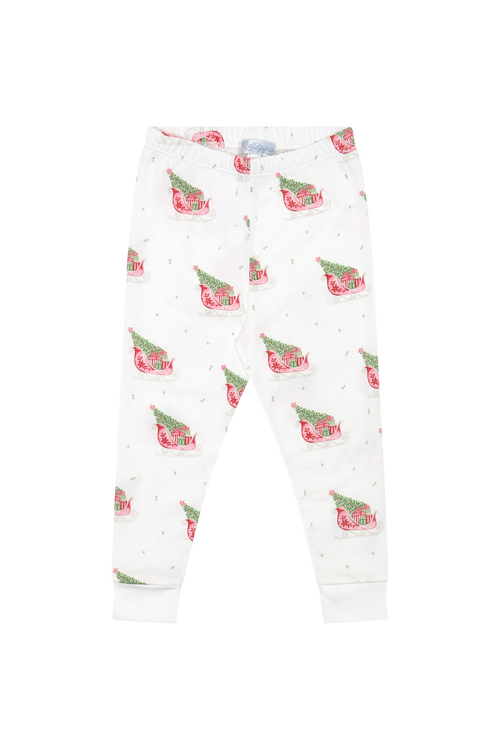 Nellapima Pima Cotton Christmas Merry Sleighs Pajama In White