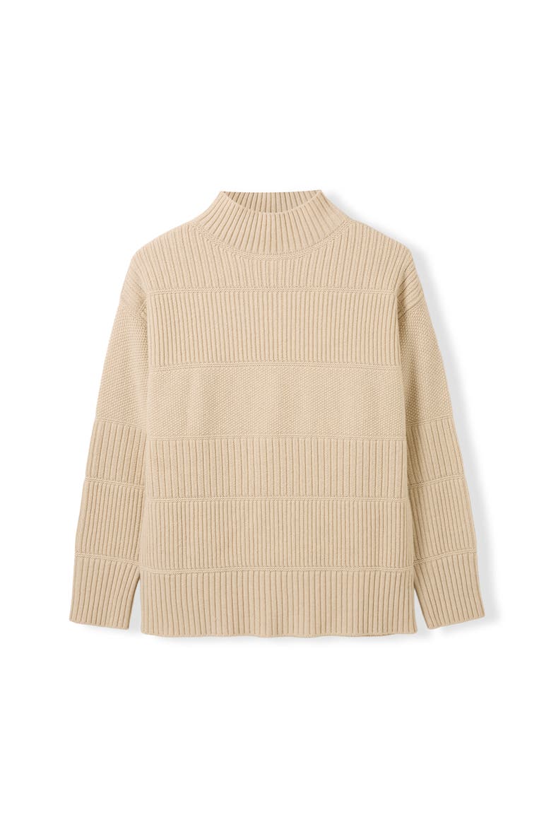 Multi Stitch Funnel Neck Sweater, Alternate, color, Ecru
