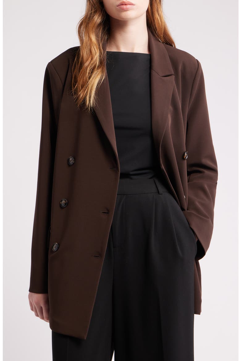 Anthony Double Breasted Longline Blazer, Alternate, color, BROWN