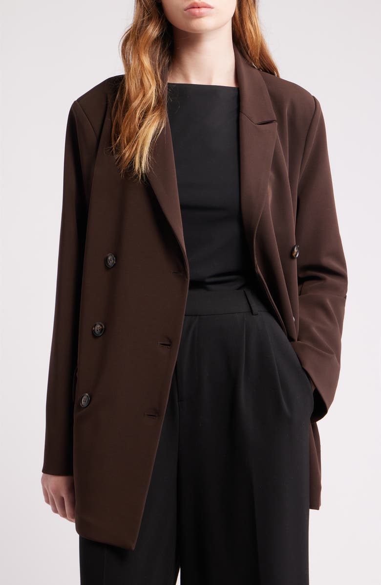 dRA Anthony Double Breasted Longline Blazer, Alternate, color, Brown