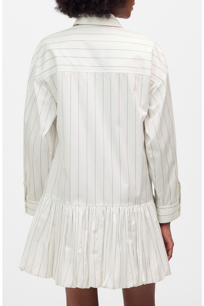 Pinstripe Poplin Bubble Hem Mini Shirtdress, Alternate, color, SLIM DOUBLE STRIPE WHITE