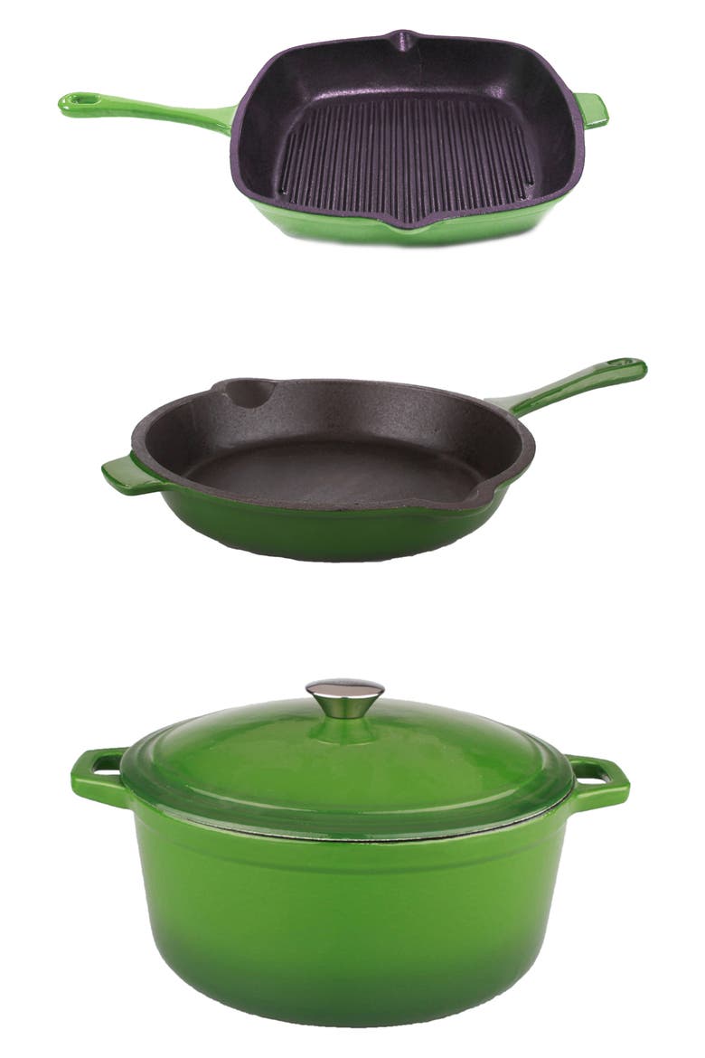 Neo 4-Piece Cast Iron Set, Main, color, GREEN