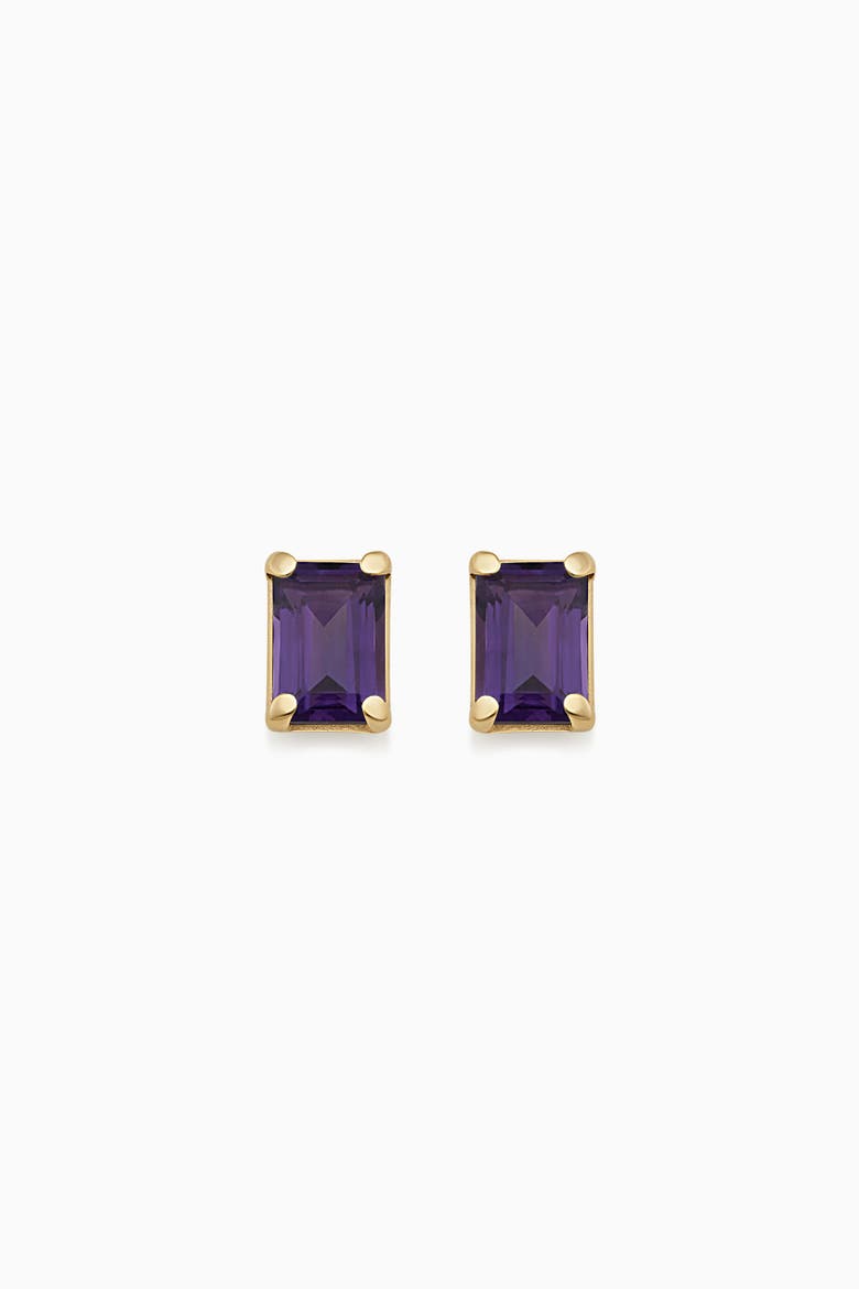 14K Gold Date Me Birthstone Stud Earrings, Alternate, color, Amethyst - February