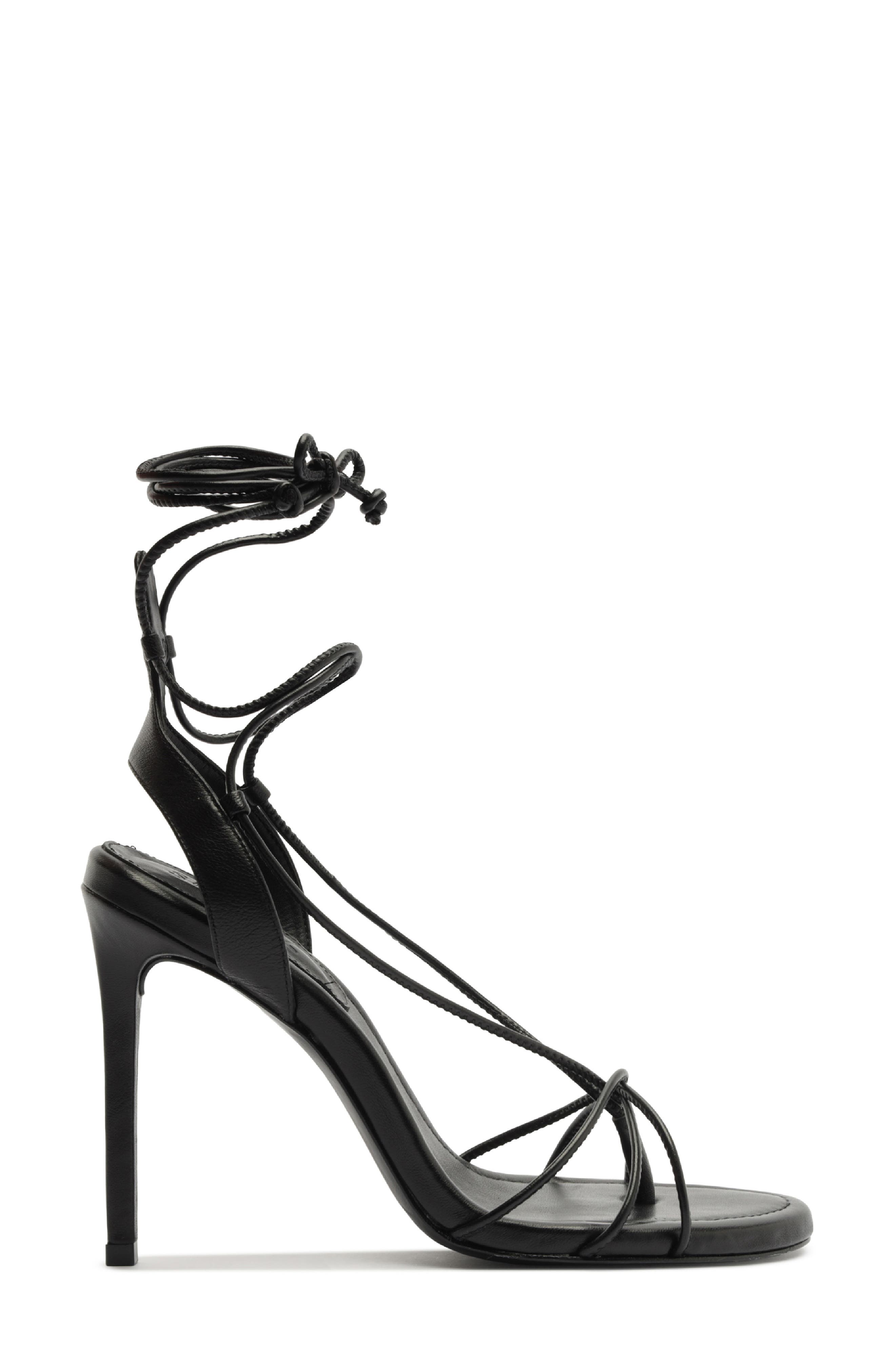 Schutz Jules Ankle Strap Stiletto Sandal, Alternate, color, Black