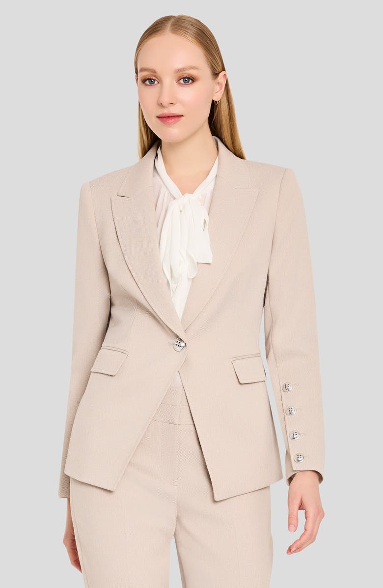 Tahari ASL One-Button Blazer, Alternate, color, Oatmeal