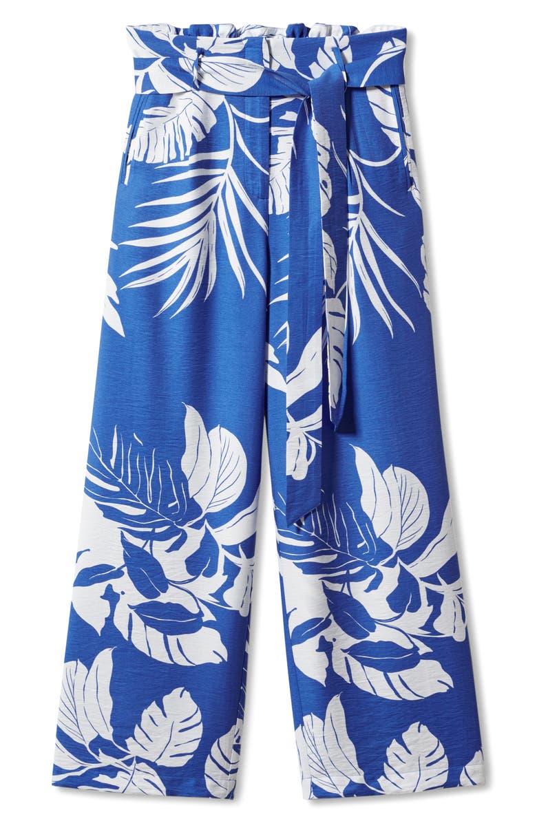 MANGO Tropical Print Wide Leg Paperbag Pants, Alternate, color, 
