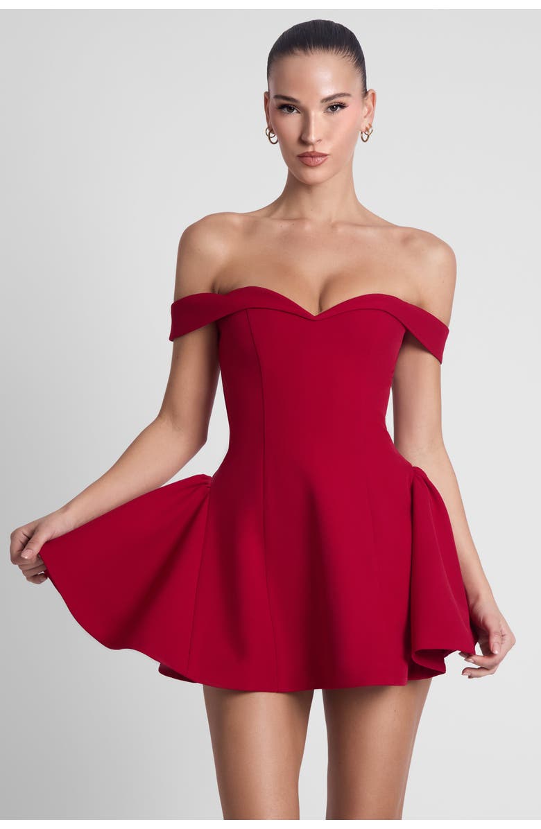 LEAU Raquel Babydoll Corset Mini Dress, Alternate, color, Red