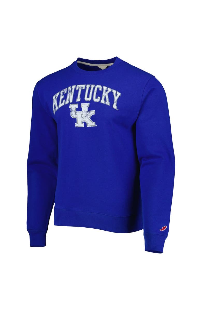 LEAGUE COLLEGIATE WEAR Men's League Collegiate Wear Royal Kentucky Wildcats 1965 Arch Essential Fleece Pullover Sweatshirt, Alternate, color, 