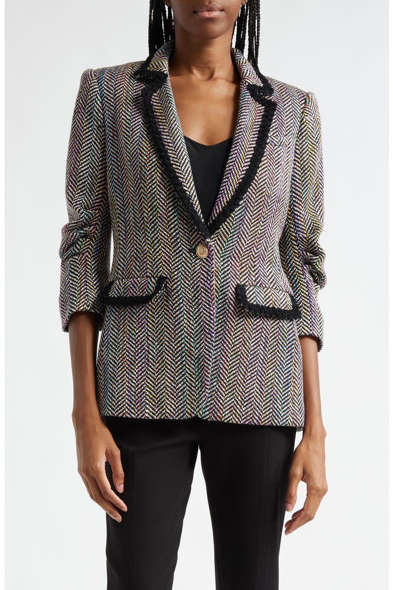 Khloe Bouclé Blazer, Main, color, BLACK MULTI