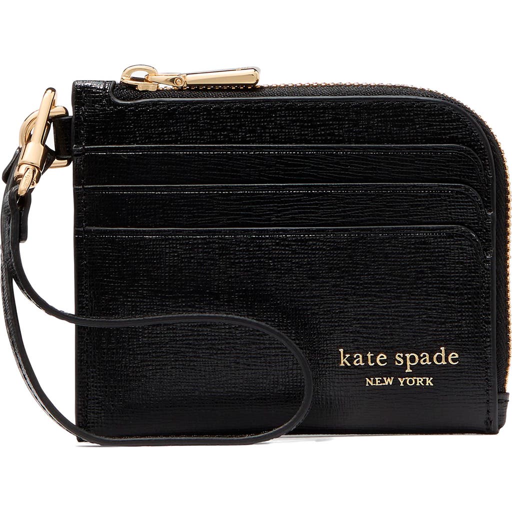 Kate Spade Devin Saffiano Leather Coin Card Case Wristlet In Black