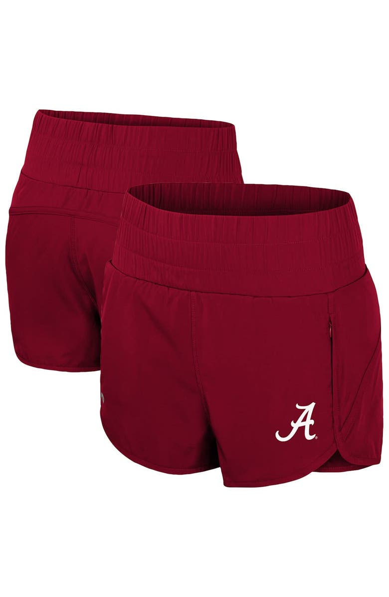 COLOSSEUM Women's Colosseum Crimson Alabama Crimson Tide Stop By Smocked High Waist Shorts, Main, color, 