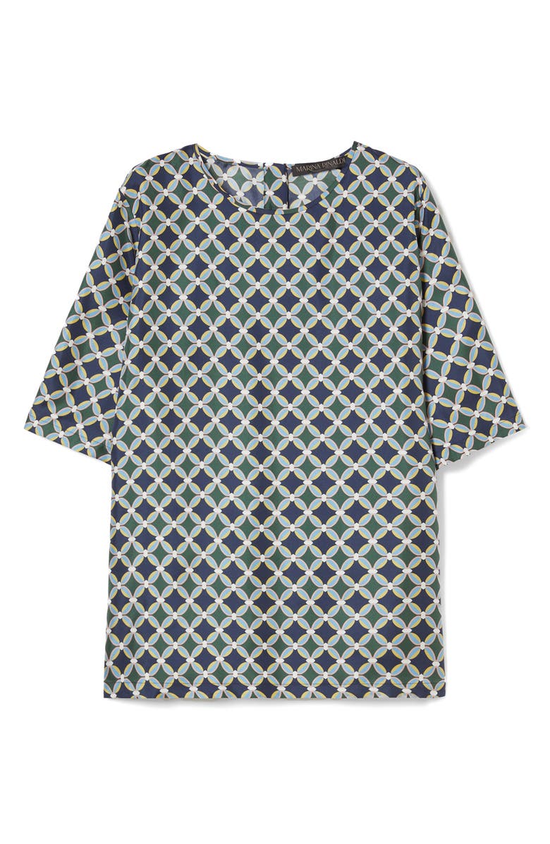 Marina Rinaldi Spoleto Short Sleeve Silk Top, Alternate, color, Midnight Blue