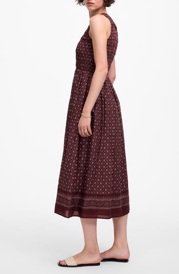 The Melody Smocked Cotton Midi Dress in Daisy Print