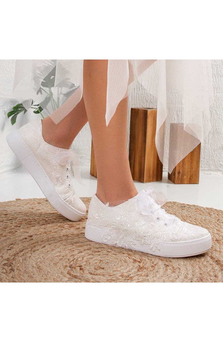Forever & Always Shoes Elise Lace Bridal Sneakers, Alternate, color, Ivory