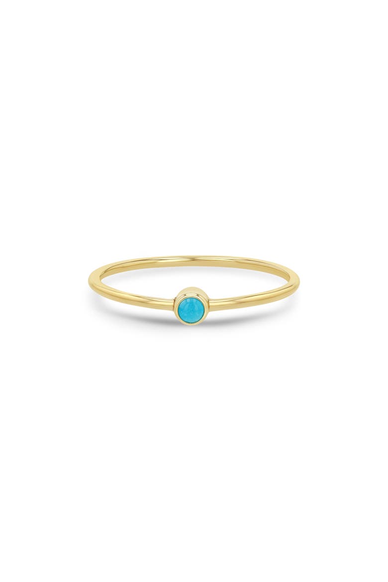 14K Gold Bezel Birthstone Stacking Ring, Main, color, YELLOW GOLD / TURQUOISE