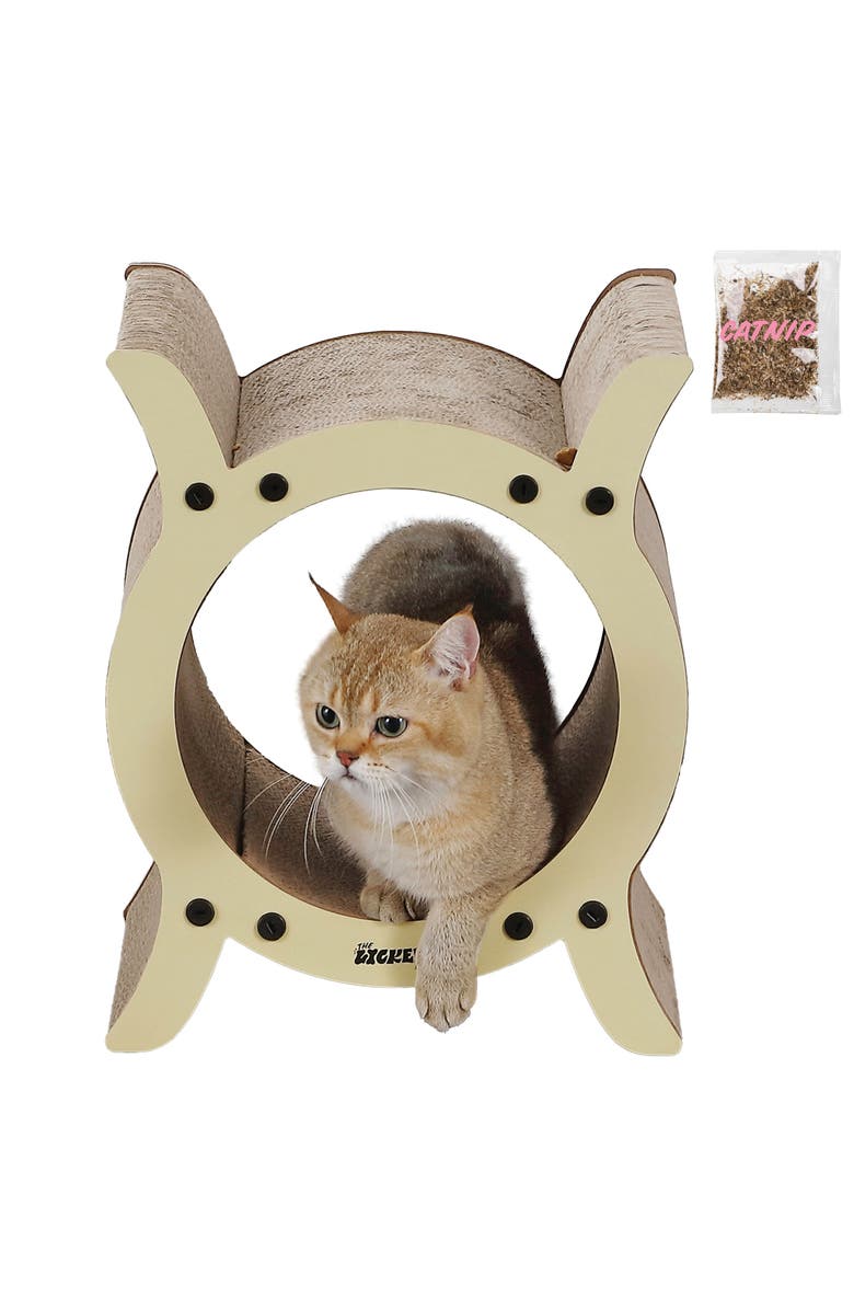 The Licker Store Nyan Modern Cardboard Tunnel Cat Scratcher with Catnip, Main, color, Almond