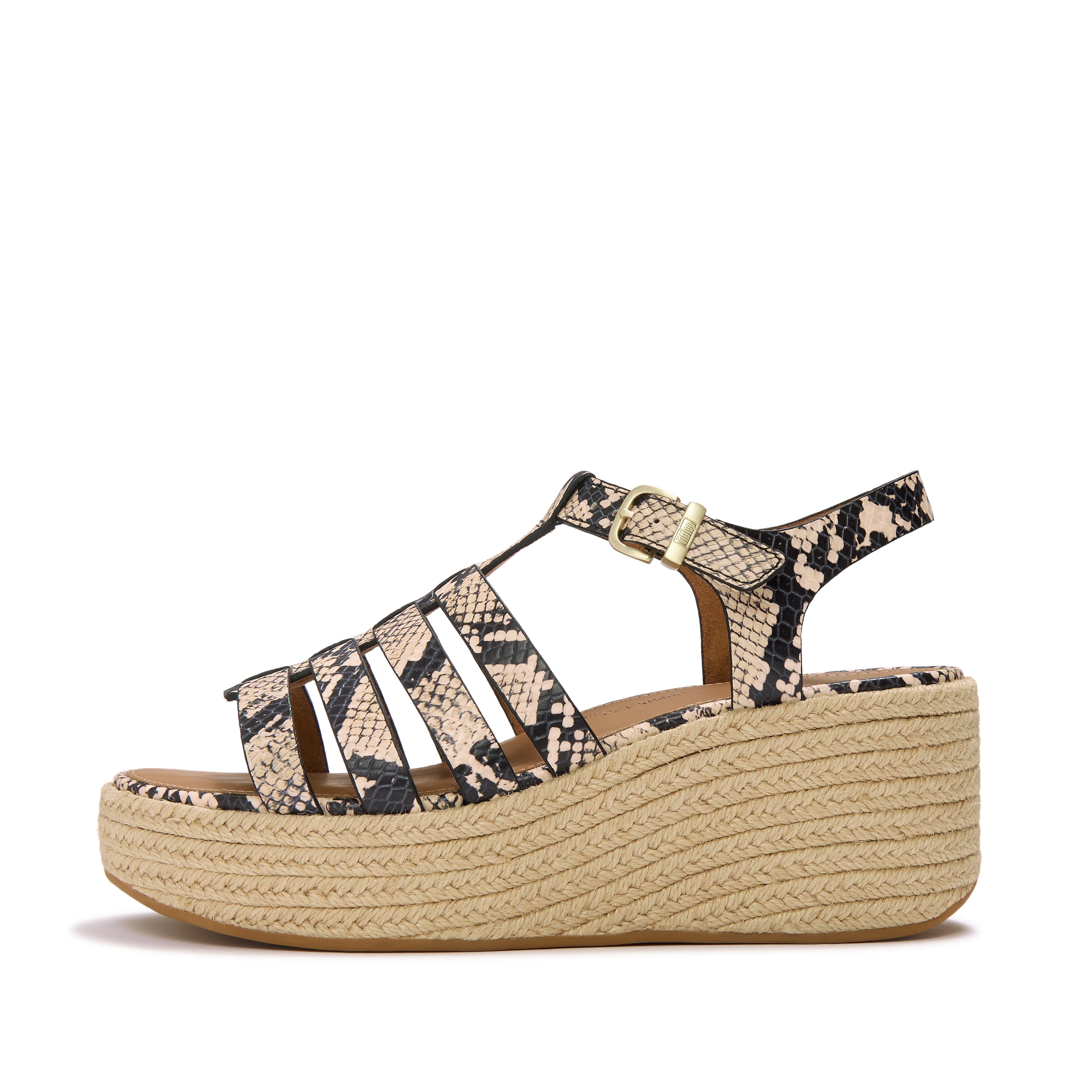Platfform Snake Espadrille Fisherman Sandals, Alternate, color, Hazy Taupe/Black