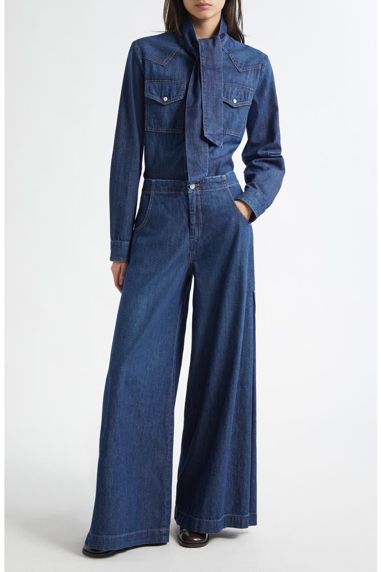 Lulu High Waist Wide Leg Jeans, Alternate, color, DARK WASH