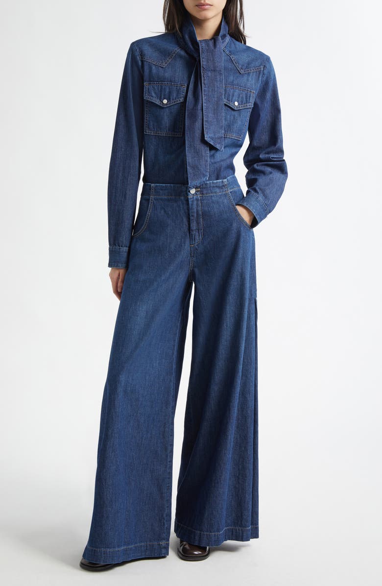 TWP Ranchers Daughter Tie Neck Denim Shirt, Alternate, color,