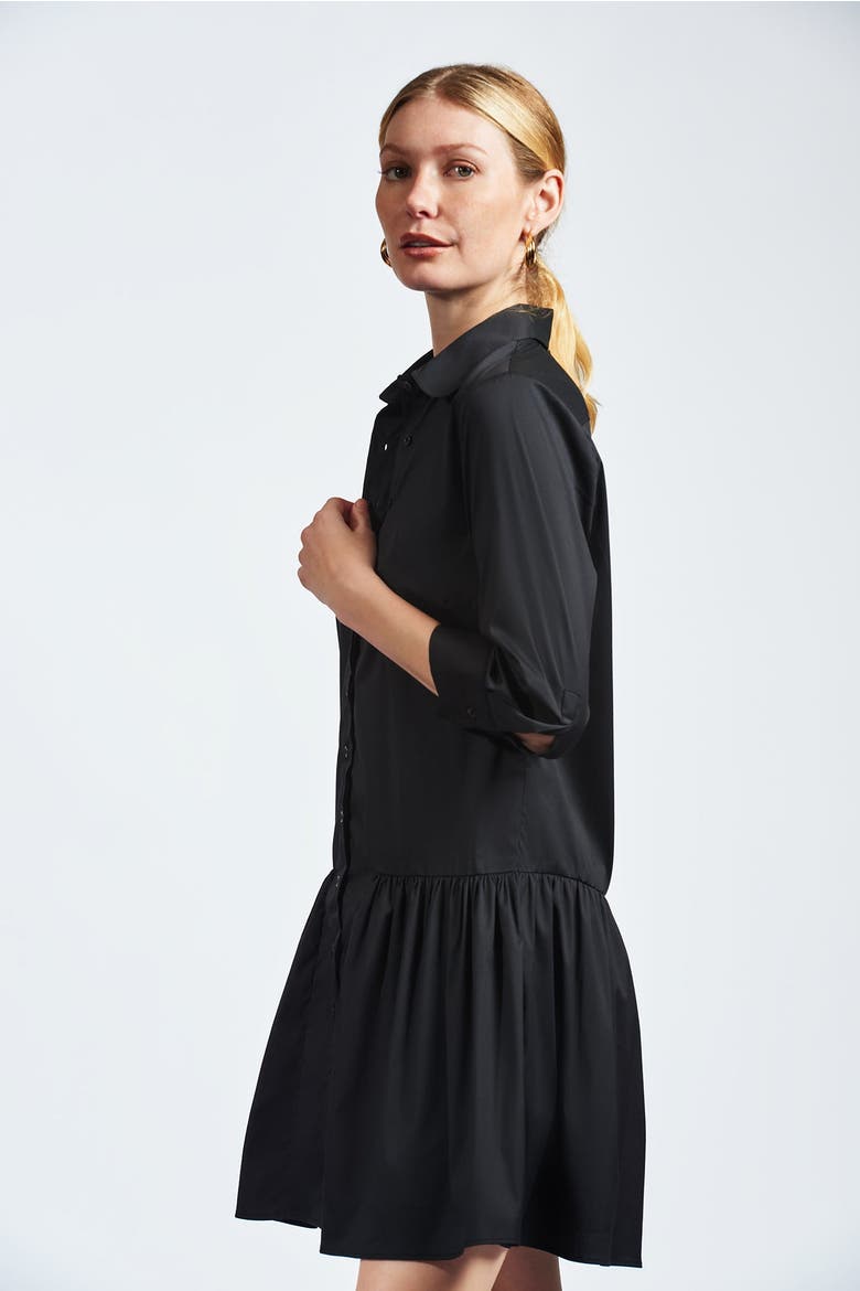 The Drop Waist Shirt Dress, Alternate, color, Black