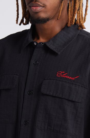 Boxy Short Sleeve Oxford Button-Up Shirt