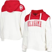 PRESSBOX Women's Pressbox White/Crimson Oklahoma Sooners Chicago 2-Hit Yoke Pullover Hoodie