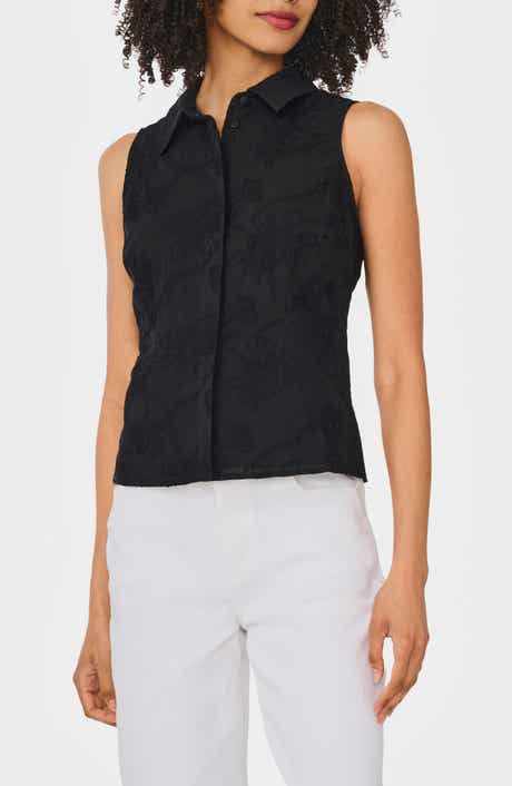 Ted Baker Floral Embroidered Sleeveless Button-Up Shirt