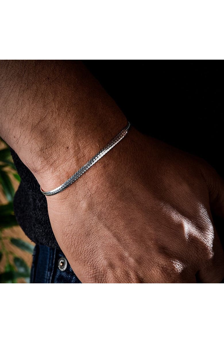 Spero London Italian Sterling Silver Herringbone Bracelet, Alternate, color, Silver