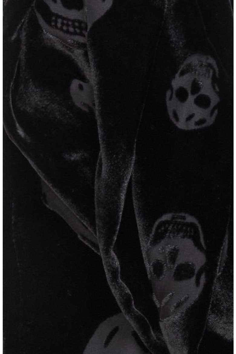 Classic Skull Velvet Fringe Scarf, Alternate, color, BLACK