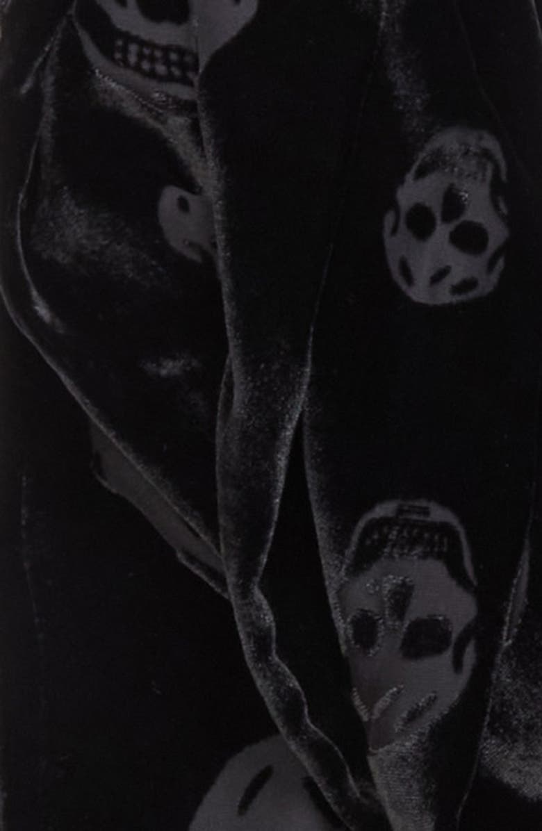 McQueen Classic Skull Velvet Fringe Scarf, Alternate, color, Black
