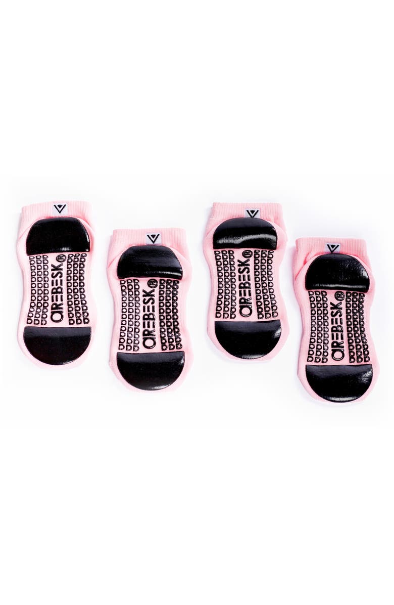 Arebesk Birdie 2-Pack Cotton Blend Gripper Quarter Socks, Alternate, color, Pink