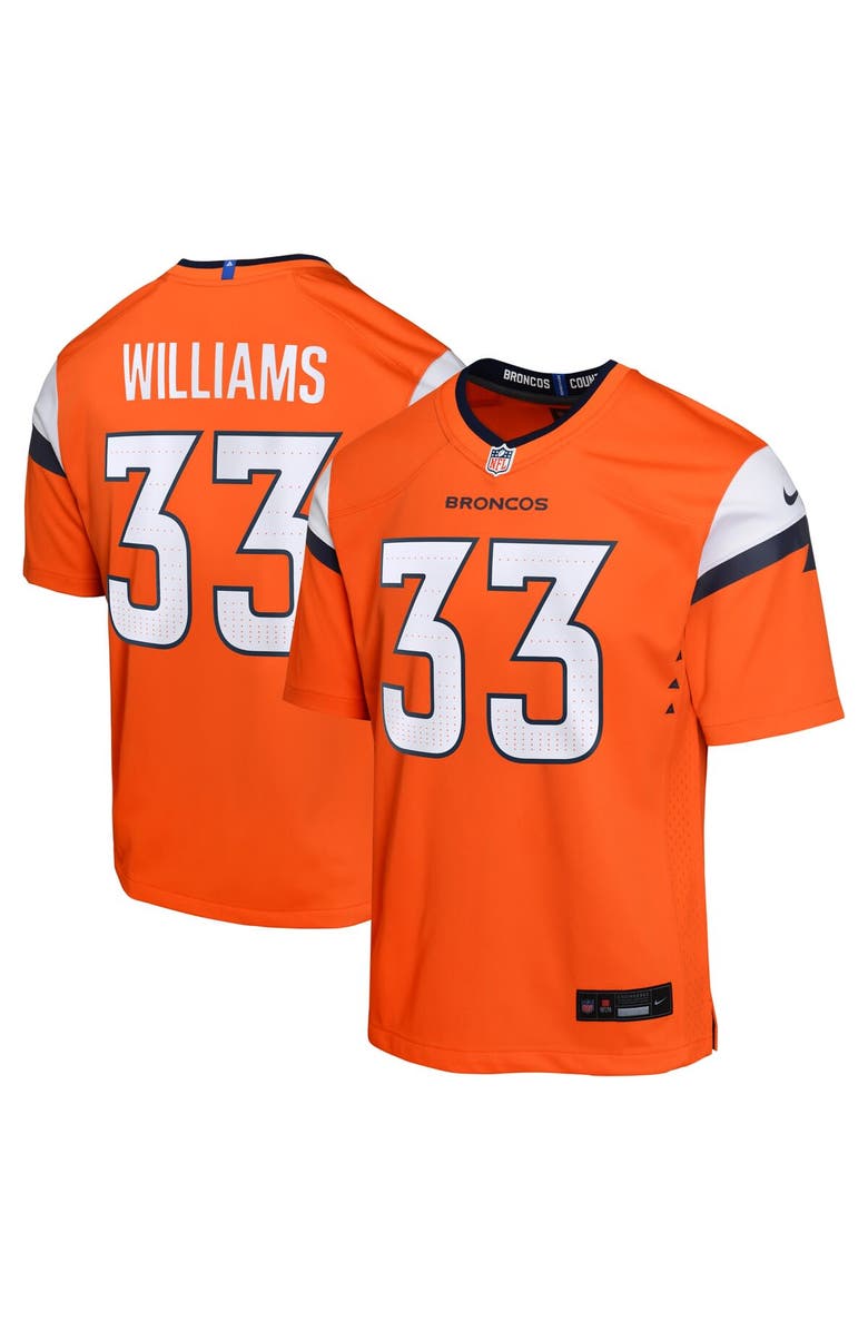 Nike Youth Nike Javonte Williams Orange Denver Broncos Mile High Collection Game Jersey, Main, color, 