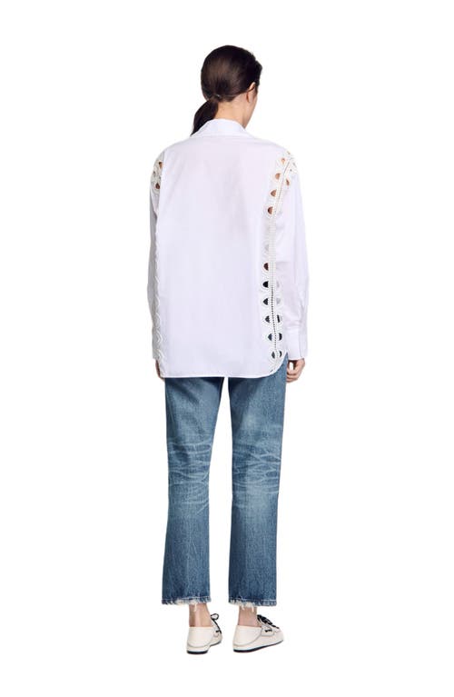 Sandro Womens Tie-front Long-sleeved Cotton Shirt Naturels In White
