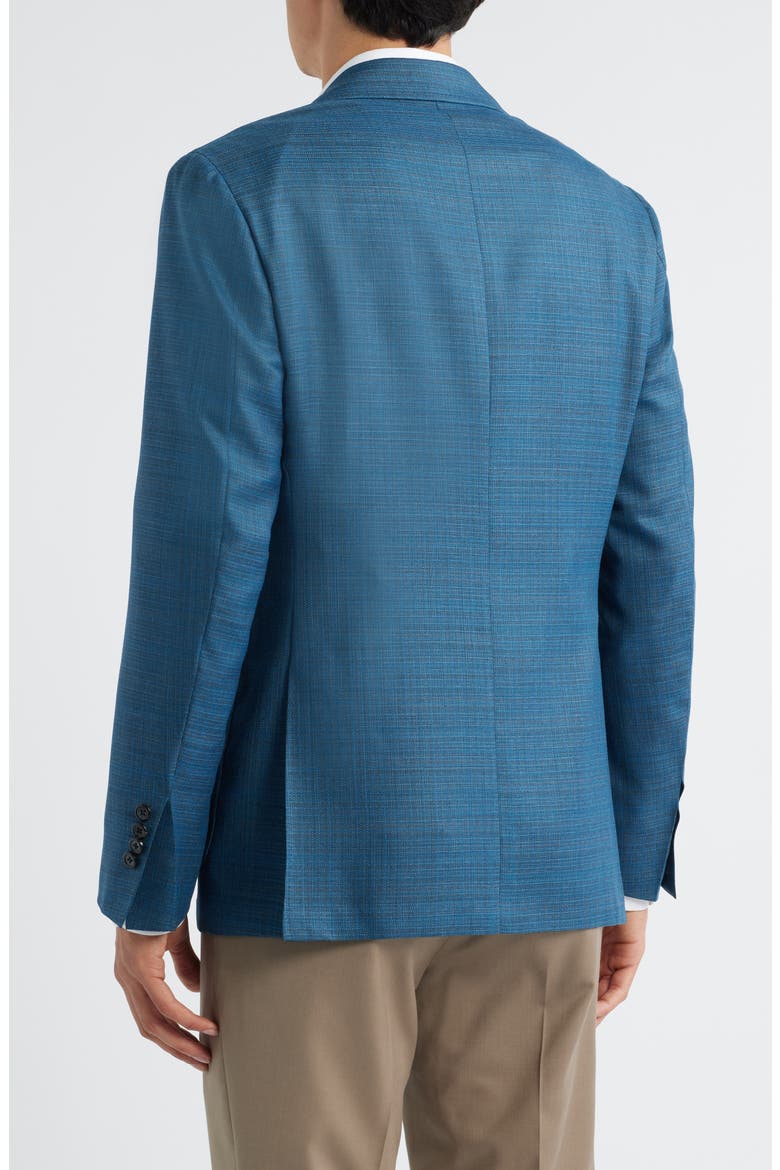 Kei Trim Fit Turquoise Mélange Shadow Plaid Super 130s Wool Sport Coat, Alternate, color, TURQUOISE