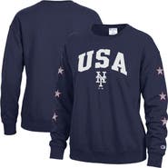 Champion Women's Champion  Navy New York Mets Americana Fleece Crewneck Sweatshirt