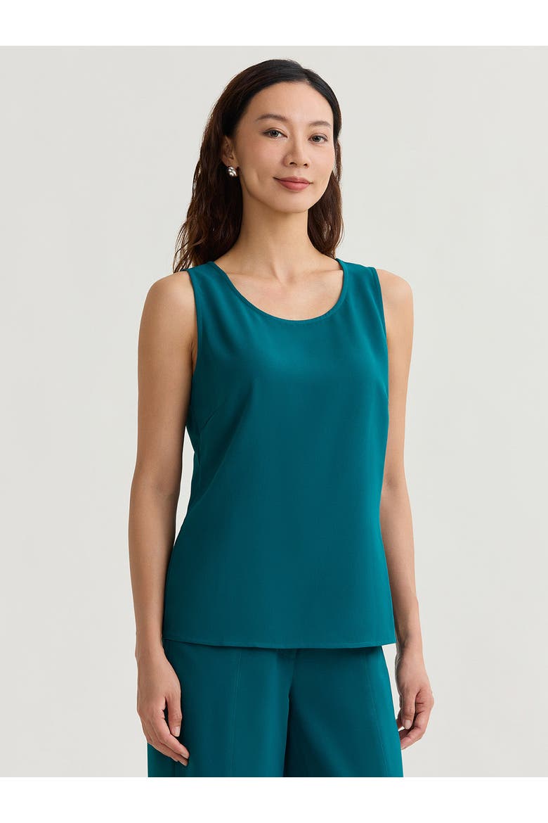 Classic Crepe de Chine Tank Top, Alternate, color, Spruce