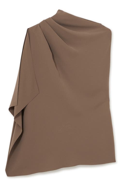 Reiss Mink One-shoulder Draped Top In Brown