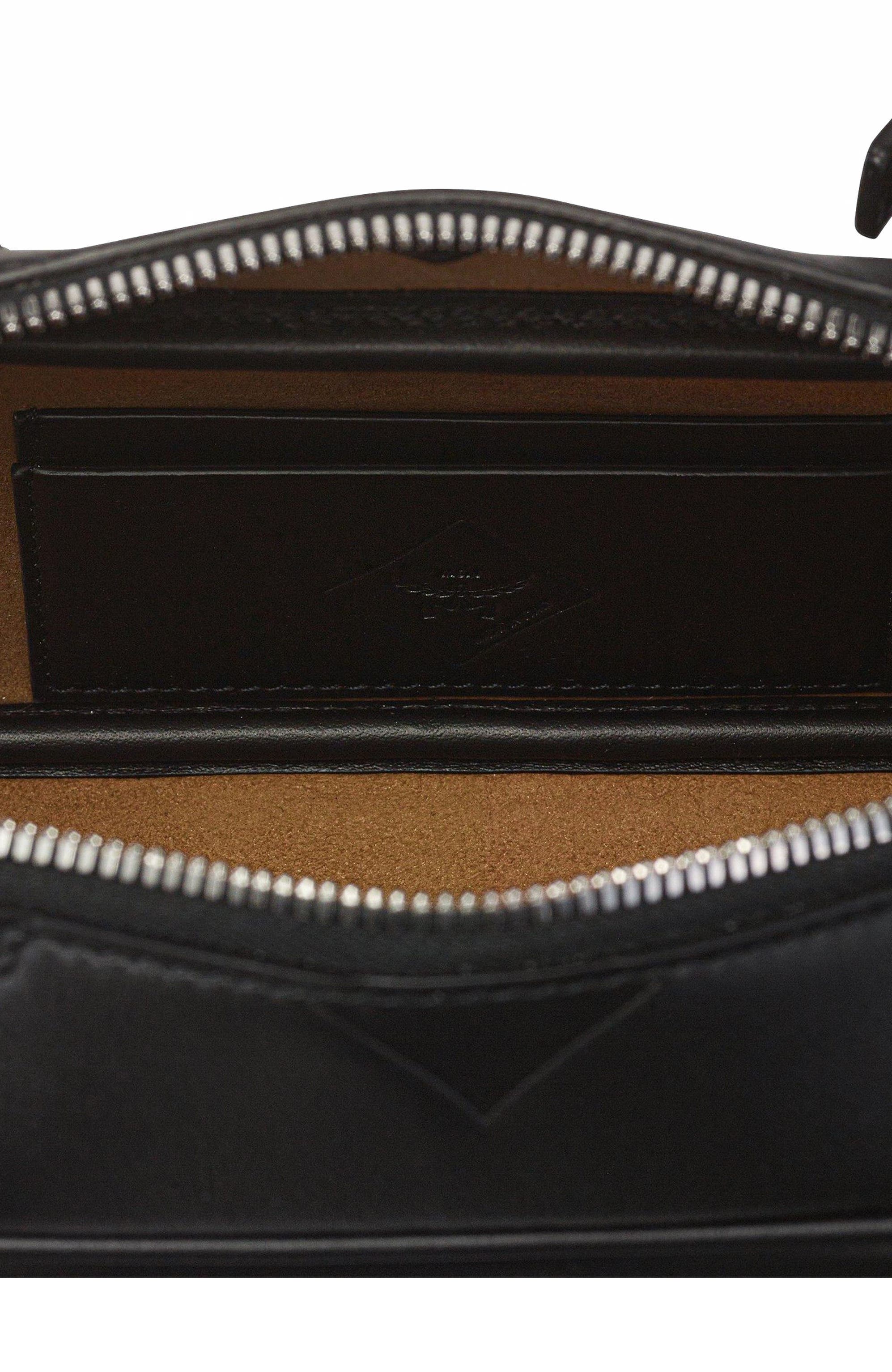 MCM Small Aren East West Shoulder Bag in Maxi Monogram Leather, Alternate, color, Black