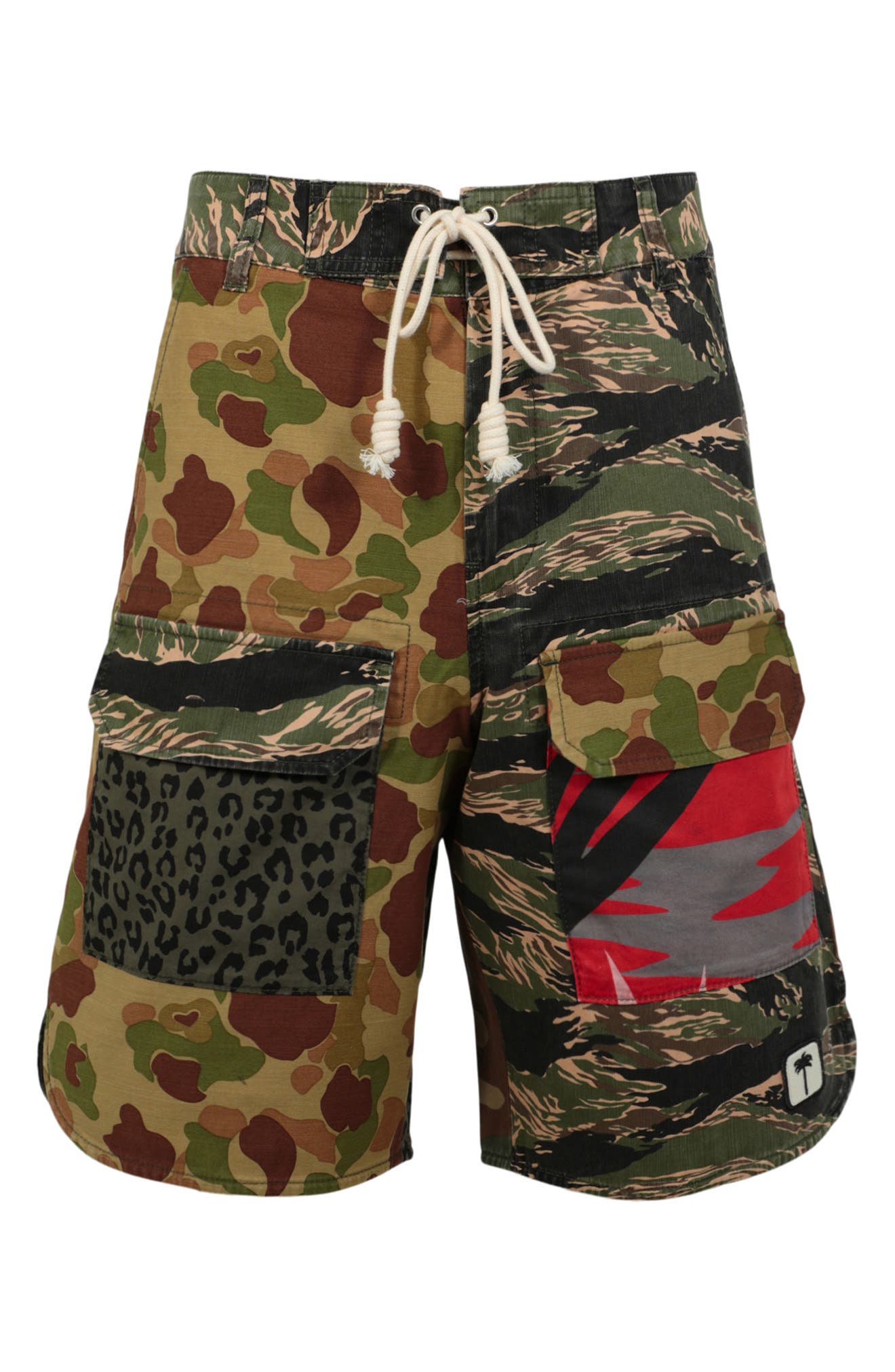 Palm Angels Mixed Print Cotton Shorts