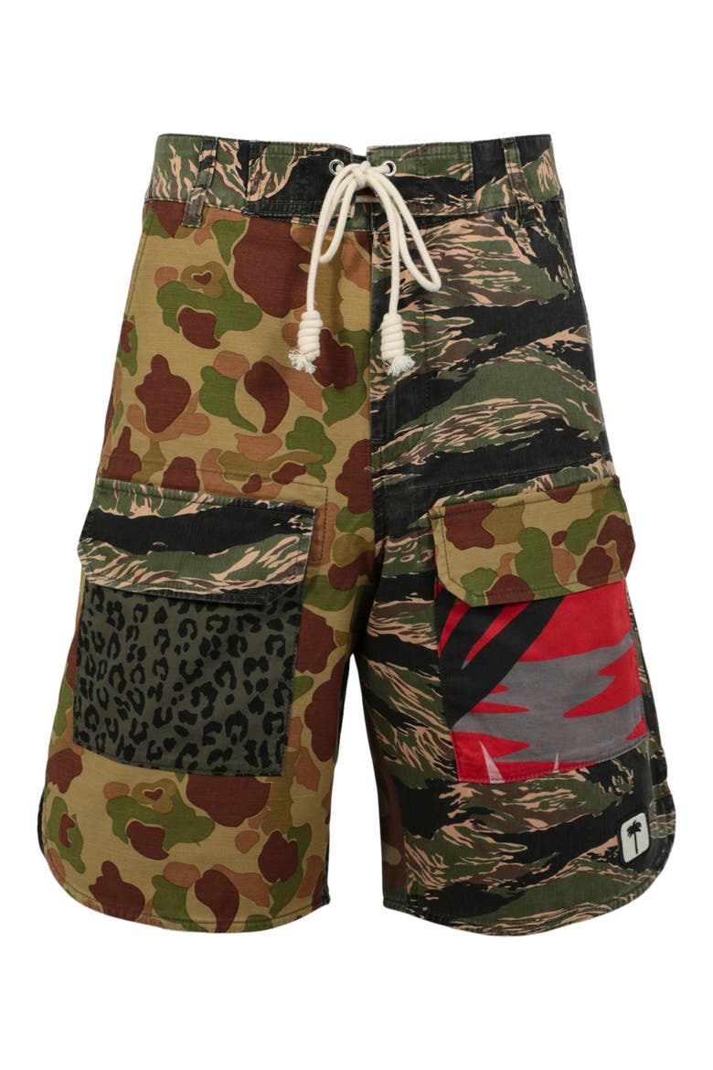 Mixed Print Cotton Shorts, Main, color, GREEN MULTI