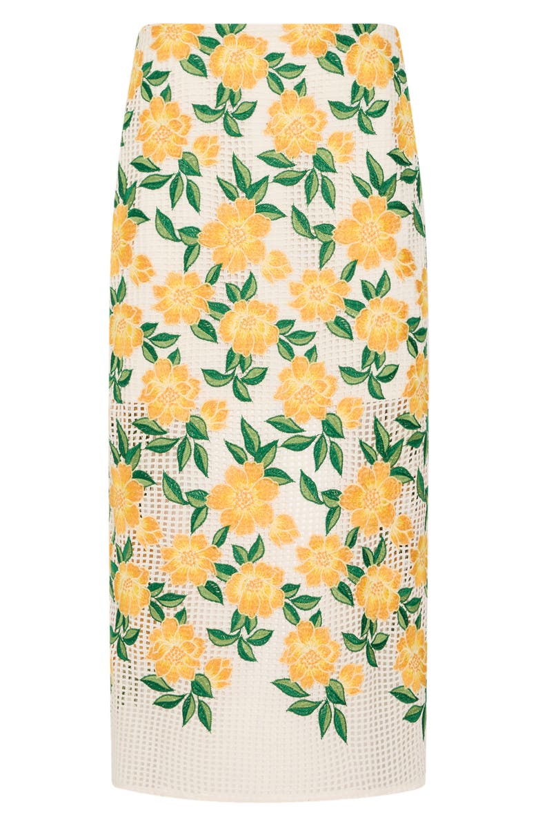 Milly Marta Floral Embroidery Midi Skirt, Alternate, color, 