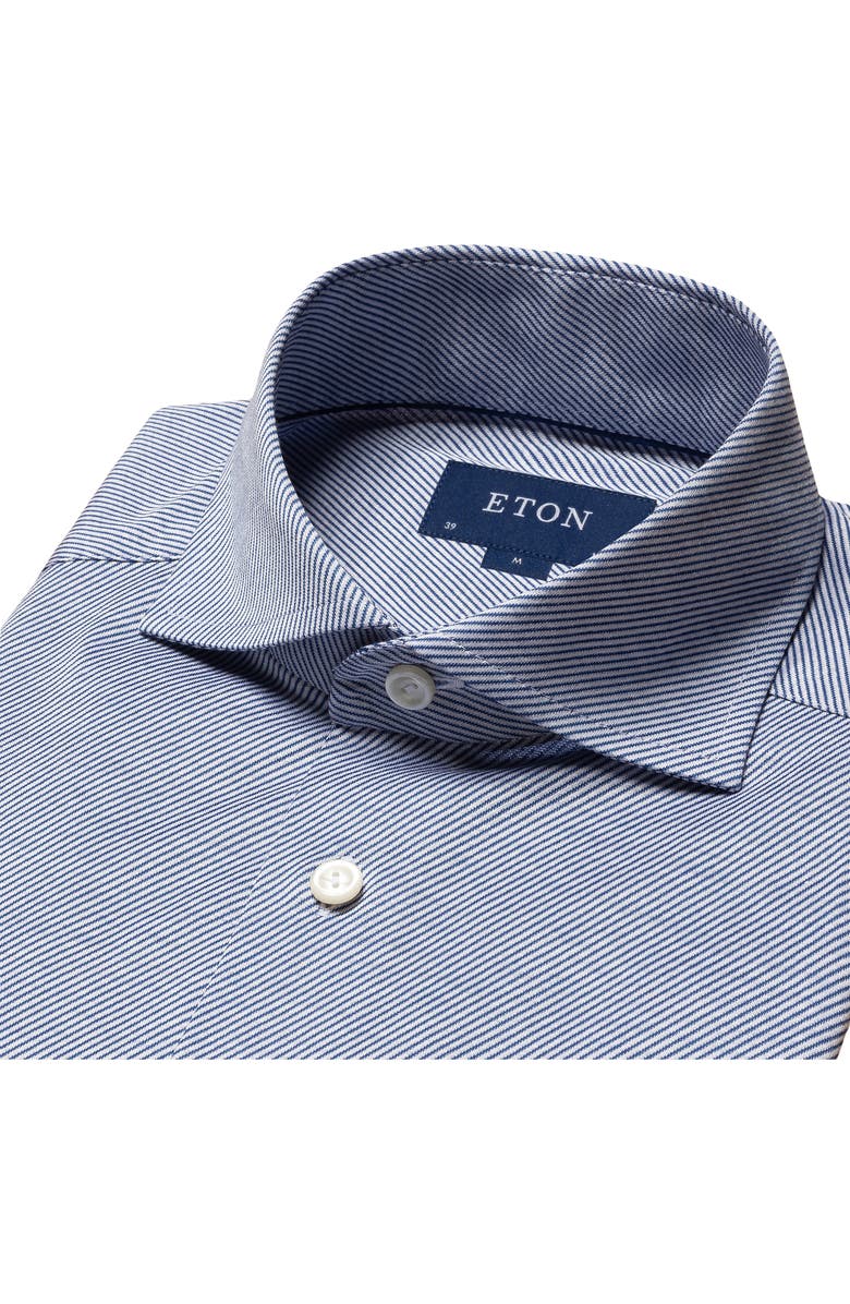 Eton King Slim Fit Pinstripe Knit Cotton Dress Shirt, Alternate, color, 