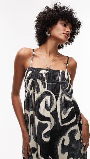 Printed Linen Maxi Dress