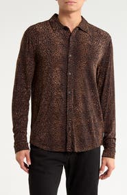 John Varvatos Finchley Leopard Flock Button-Up Shirt