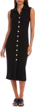 Karen Kane Sleeveless Knit Button-Up Midi Dress