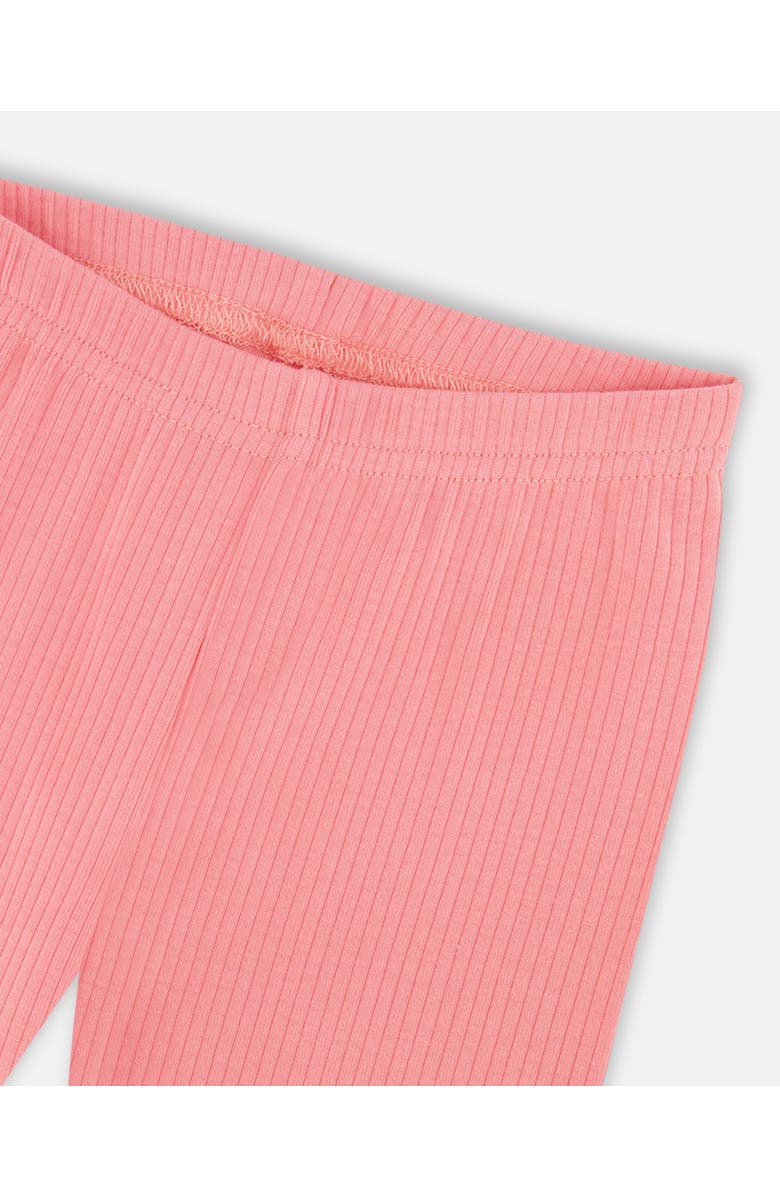 Deux par Deux Little Girl's Flat Back Rib Leggings Coral Pink, Alternate, color, 