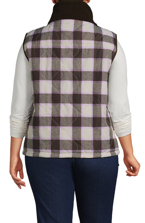 Lands' End Plus Size High Pile Fleece Reversible Mixed Media Vest In Multi