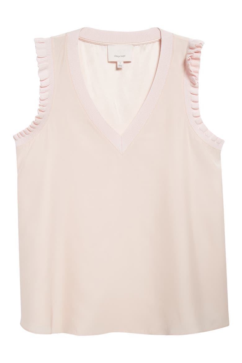 Cinq A Sept Lenore V-Neck Silk Blouse, Alternate, color, ICY PINK