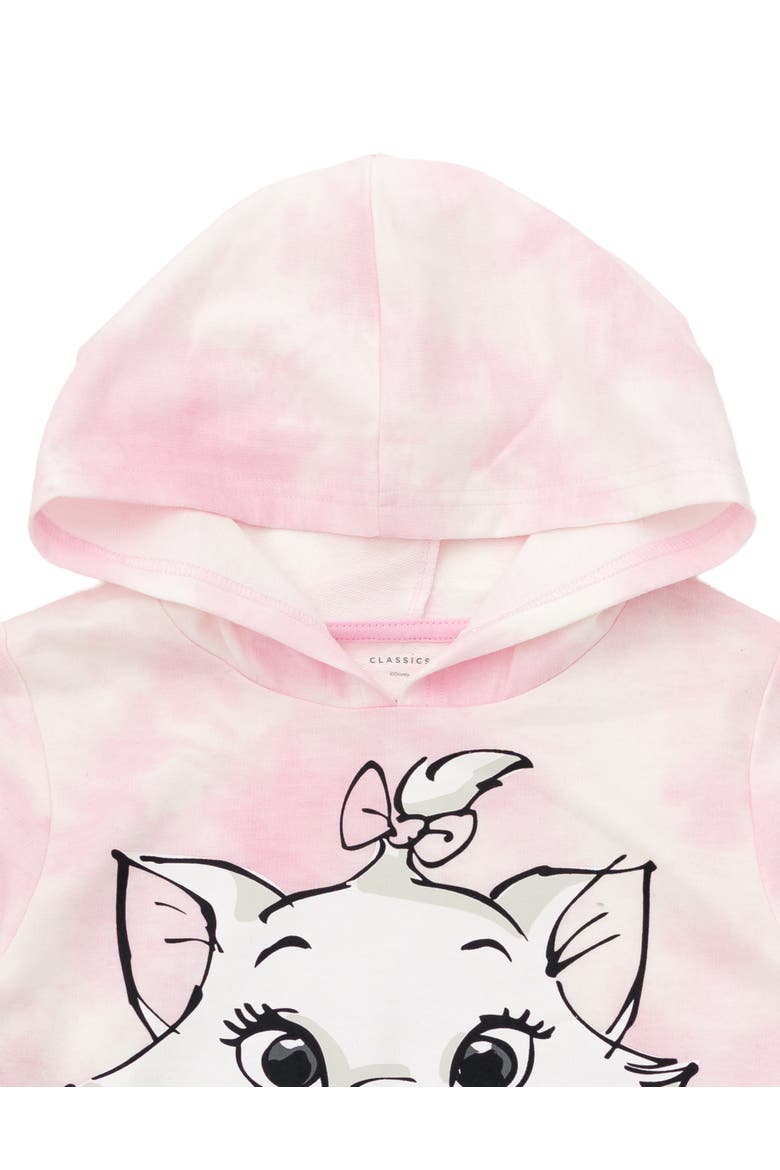 The Aristocats Marie Fleece Pullover Hoodie, Alternate, color, Marie Pink Tie Dye